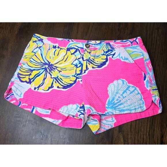 Lilly Pulitzer Adie Shorts Bright Pink Floral Cotton 3.5” Inseam Women's Size 0 - Picture 1 of 13